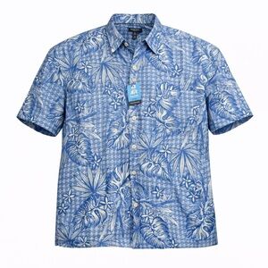 Van Heusen Men’s Air Classic Fit Colony Blue/White Wicking Shirt XL Hawaiian